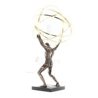 Atlas eller Atlas, Titan: The Leader of the Titanids 50,5 cm Veronese brons galvaniserad helkroppsstaty, antikens Grekland Veron