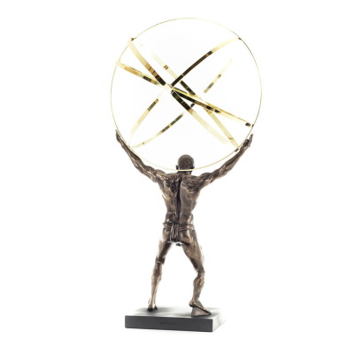 Atlas eller Atlas, Titan: The Leader of the Titanids 50,5 cm Veronese brons galvaniserad helkroppsstaty, antikens Grekland Veron