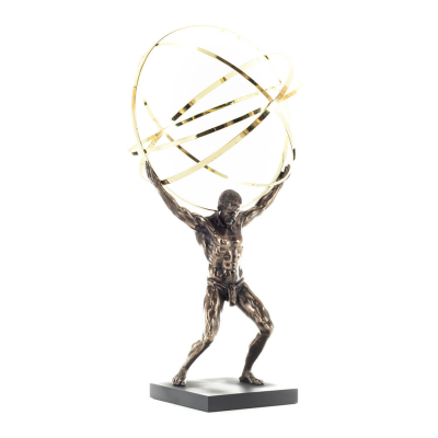 Atlas eller Atlas, Titan: The Leader of the Titanids 50,5 cm Veronese brons galvaniserad helkroppsstaty, antikens Grekland Veron