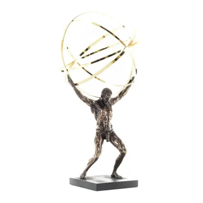 Atlas eller Atlas, Titan: The Leader of the Titanids 50,5 cm Veronese brons galvaniserad helkroppsstaty, antikens Grekland Veron