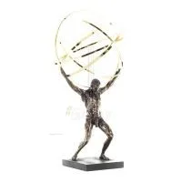 Atlas eller Atlas, Titan: The Leader of the Titanids 50,5 cm Veronese brons galvaniserad helkroppsstaty, antikens Grekland Veron