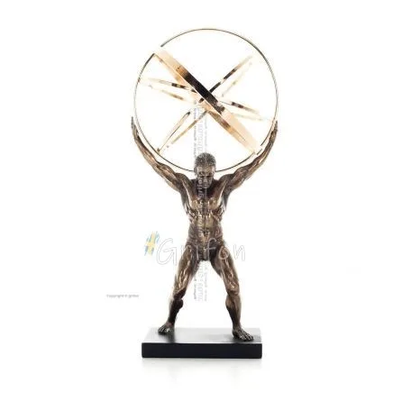 Atlas eller Atlas, Titan: The Leader of the Titanids 22,5 cm Veronese brons galvaniserad helkroppsstaty, antikens Grekland Veron