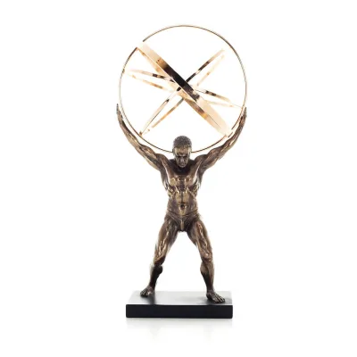 Atlas eller Atlas, Titan: The Leader of the Titanids 22,5 cm Veronese brons galvaniserad helkroppsstaty, antikens Grekland Veron