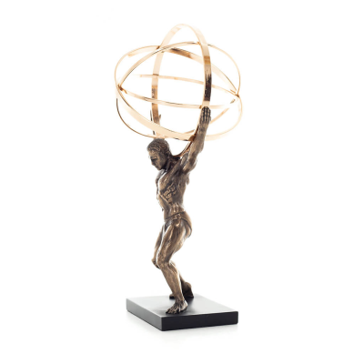 Atlas eller Atlas, Titan: The Leader of the Titanids 22,5 cm Veronese brons galvaniserad helkroppsstaty, antikens Grekland Veron