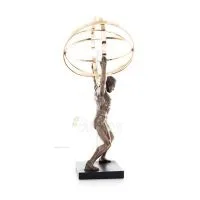 Atlas eller Atlas, Titan: The Leader of the Titanids 22,5 cm Veronese brons galvaniserad helkroppsstaty, antikens Grekland Veron