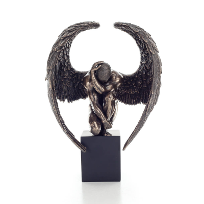 Bowed Angel on base with open wings 25.5cm Full-body Figurine with Bronze Electrolysis Veronese, Religious - Spiritual Veronese 