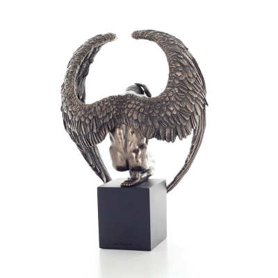 Bowed Angel on base with open wings 25.5cm Full-body Figurine with Bronze Electrolysis Veronese, Religious - Spiritual Veronese 