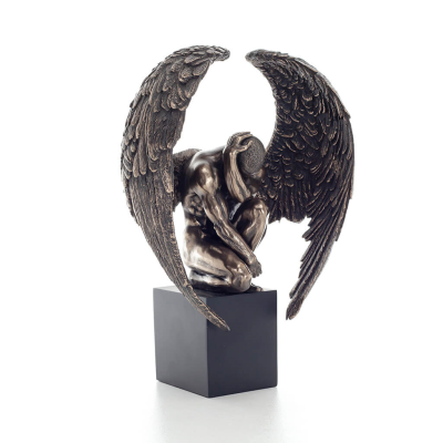 Böjd Ängel på bas med öppna vingar 25,5 cm Helkroppstaty med Bronselektrolys Veronese, Religiöst - Andligt Veronese 6 - grifon.s