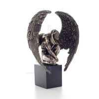 Bowed Angel on base with open wings 25.5cm Full-body Figurine with Bronze Electrolysis Veronese, Religious - Spiritual Veronese 