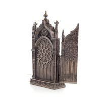 Table-top triptych, The Nativity of Jesus the Servant in a Cathedral 22x11cm with Veronese Bronze Electrolysis, Christian Verone