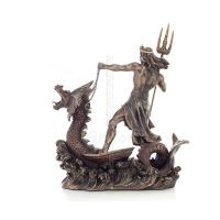 Neptune: The God of the Sea, Earthquakes, Earth, Storms and Words on a Dragon 20cm Electrolytic Bronze Veronese Statue Veronese 