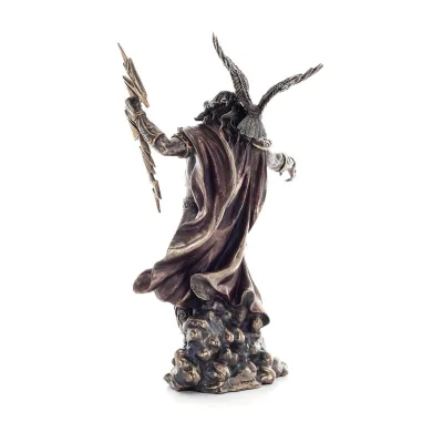Zeus or Zeus: The God of Heaven, Lightning, Law, Thunder, with Lightning Bolt 25cm Full Body Veronese Bronze Electrolysis Verone