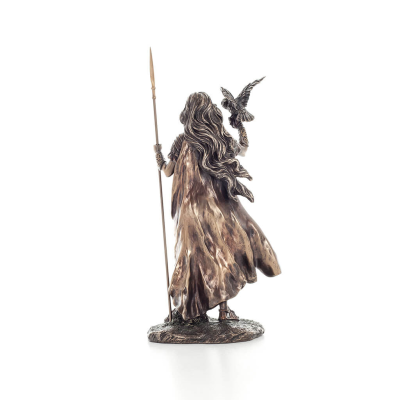 Athena or Athene or Athina: The goddess of wisdom with spear and an owl with open wings in her hand, 30.5 cm Full-body statue Ve