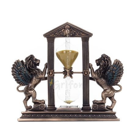 Lion: symbol of the virtues of a ruler, Hourglass 21x18cm Veronese Bronze Electrolysis Full Body Statue Veronese 1 - grifon.se