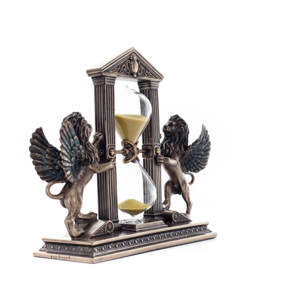 Λιοντάρι: σύμβολο των αρετών ενός ηγεμόνα, Κλεψύδρα 21χ18εκ Ολόσωμο άγαλμα με Ηλεκτρόλυση μπρούτζου Veronese Βερονέζ 3 - grifon.