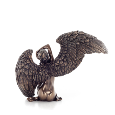 Kvinnlig ängel sittande 18,5x25 cm Veronese brons galvaniserad helkroppsstaty, modern dekorativ Veronese 3 - grifon.se 