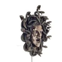 Medusa: The Wild-Eyed Mermaid in a Mask Väggmonterad 37 cm Veronese brons elektrolytisk staty i full längd, antikens Grekland Ve