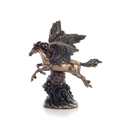 Pegasus: Born of Blood, Followed the Muses and Zeus 35cm Veronese Bronze Electrolysis Helkroppsstaty, antikens Grekland Veronese