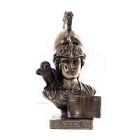 Athena or Athana or Athene: The goddess of wisdom with a helmet, book, and a 22.5 cm owl bust, statue Veronese 1 - grifon.se 