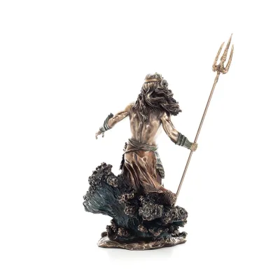 Poseidon: havets gud, jordbävningar, jorden, stormar och ord 50 cm Veronese brons galvaniserad helkroppsstaty Veronese 4 - grifo