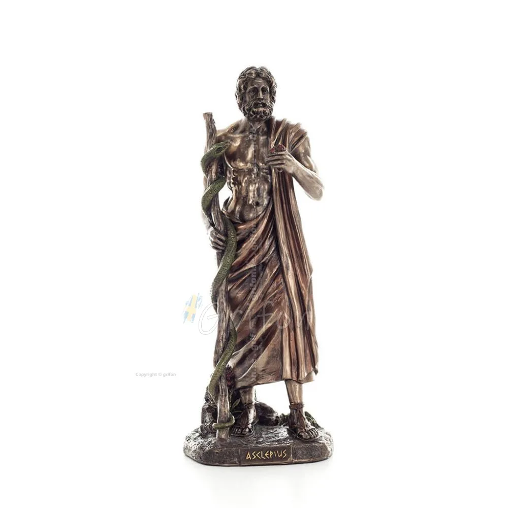Asclepius: Medicinens gud, 29 cm Veronese Bronze Electrolysis Helkroppsstaty, antikens Grekland Veronese 1 - grifon.se 