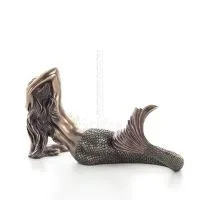 Mermaid: The Most Beautiful Demon, Reclining Resting on Left Hand 17x29cm Veronese Bronze Electrolysis Full Body Statue Veronese