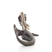 Mermaid: The Most Beautiful Demon, Reclining Resting on Left Hand 17x29cm Veronese Bronze Electrolysis Full Body Statue Veronese