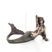 Mermaid: The Most Beautiful Demon, Reclining Resting on Left Hand 17x29cm Veronese Bronze Electrolysis Full Body Statue Veronese