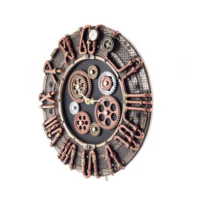 Steampunk Round Gear Clock 30x28,5cm Veronese Bronze Elektrolys, Modernt dekorativt Veronese 2 - grifon.se 