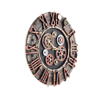 Steampunk Round Gear Clock 30x28,5cm Veronese Bronze Elektrolys, Modernt dekorativt Veronese 7 - grifon.se 