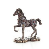 Häst eller Equine, gående häst, Steampunk stil, 24 cm. Helkroppsstatyett med brons elektroplätering Veronese Veronese 1 - grifon
