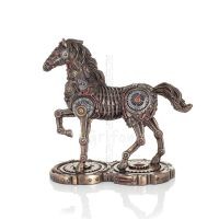 Häst eller Equine, gående häst, Steampunk stil, 24 cm. Helkroppsstatyett med brons elektroplätering Veronese Veronese 3 - grifon