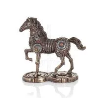 Häst eller Equine, gående häst, Steampunk stil, 24 cm. Helkroppsstatyett med brons elektroplätering Veronese Veronese 3 - grifon