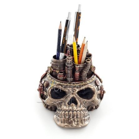 Skull pencil case 20x11.5cm Veronese Bronze Electrolysis statue, Modern Decorative Veronese 1 - grifon.se