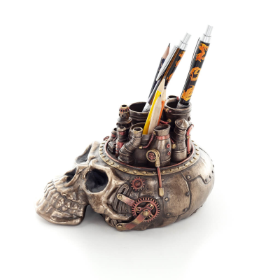 Skull pencil case 20x11.5cm Veronese Bronze Electrolysis statue, Modern Decorative Veronese 2 - grifon.se 