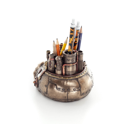 Skalle pennfodral 20x11,5 cm Veronese brons elektrolysstaty, modern dekorativ Veronese 3 - grifon.se 