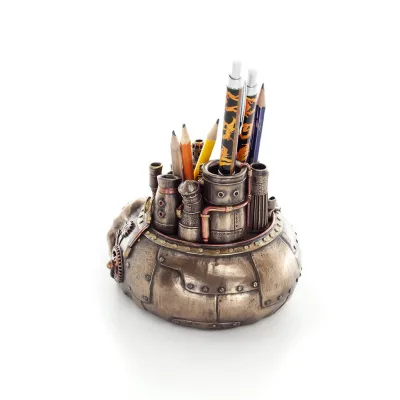 Skalle pennfodral 20x11,5 cm Veronese brons elektrolysstaty, modern dekorativ Veronese 3 - grifon.se 