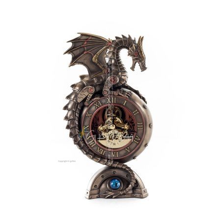 Dragon Table Clock 23x13cm Veronese Bronze Electrolysis, Modern Decorative Veronese 1 - grifon.se