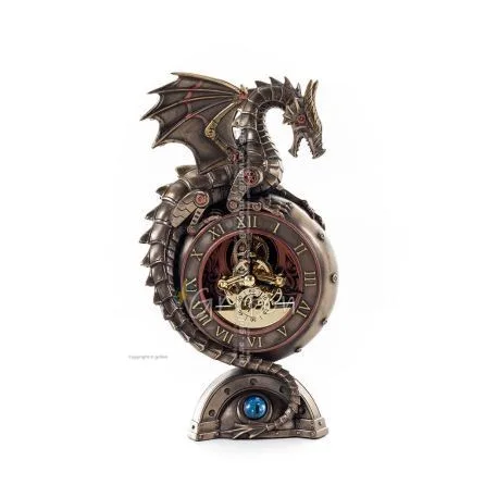 Dragon Table Clock 23x13cm Veronese Bronze Electrolysis, Modern Decorative Veronese 1 - grifon.se 