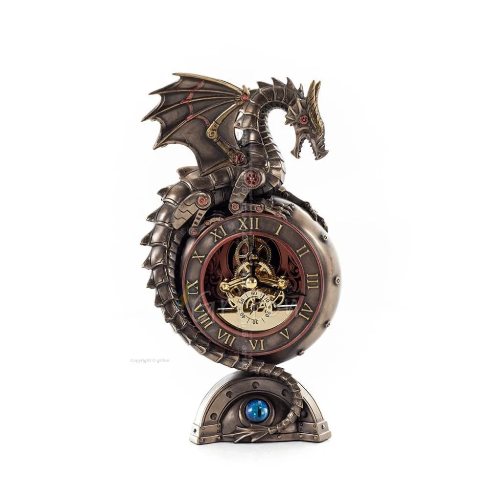 Dragon Table Clock 23x13cm Veronese Bronze Electrolysis, Modern Decorative Veronese 1 - grifon.se 