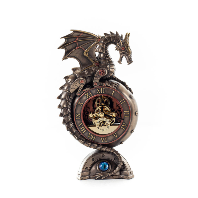 Dragon Table Clock 23x13cm Veronese Bronze Electrolysis, Modern Decorative Veronese 1 - grifon.se 