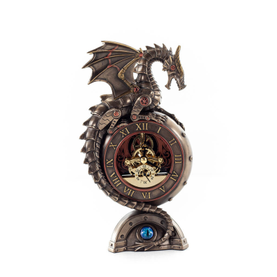 Dragon Table Clock 23x13cm Veronese Bronze Electrolysis, Modern Decorative Veronese 7 - grifon.se 