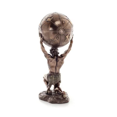 Atlas eller Atlas, Titan: The Leader of the Titanids 212 cm Veronese brons elektrolytisk staty i full längd, antikens Grekland V