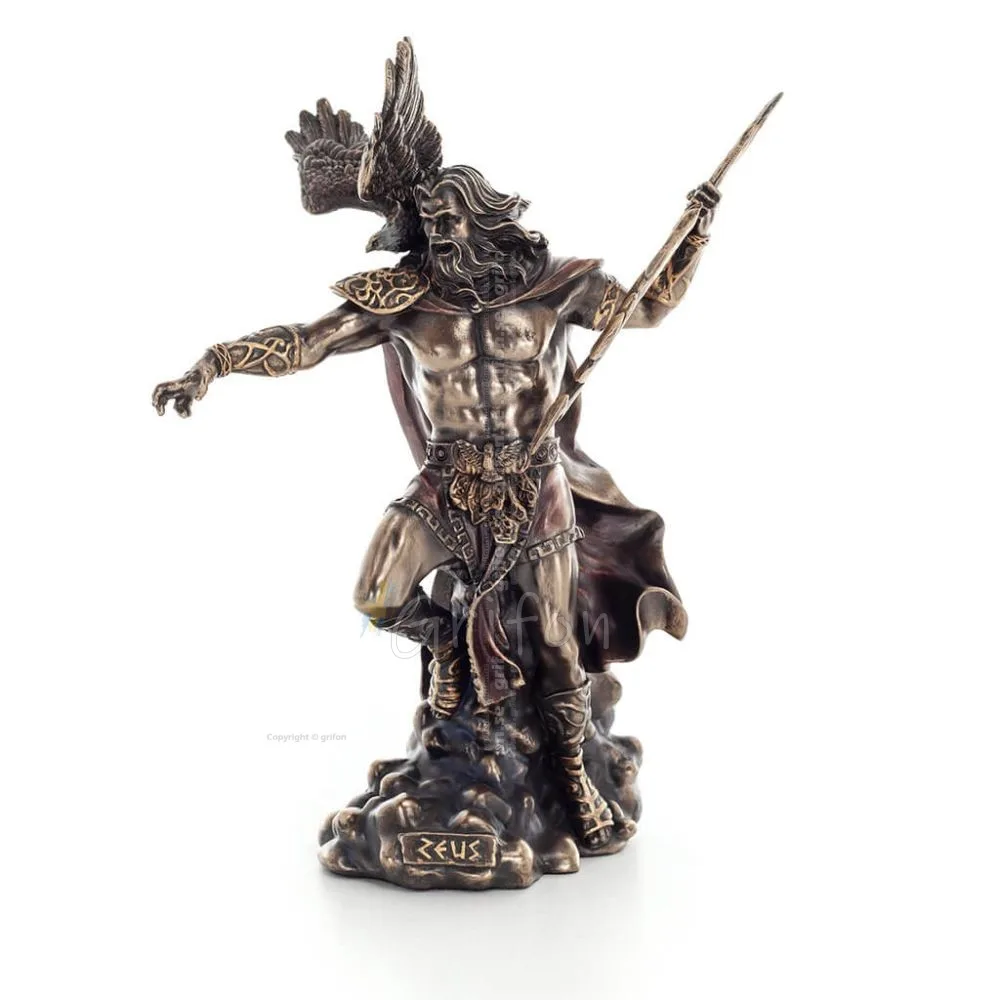 Zeus or Zeus: God of Sky, Lightning, Law, Thunder, Order with Lightning Bolt 23cm Veronese Bronze Electroplating Statues Verones