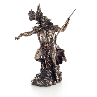 Zeus or Zeus: God of Sky, Lightning, Law, Thunder, Order with Lightning Bolt 23cm Veronese Bronze Electroplating Statues Verones