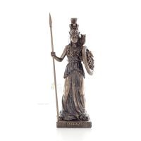 Athena or Athene or Athina: The goddess of wisdom with spear, shield & owl 20cm Full-body statue with bronze electroplating Vero