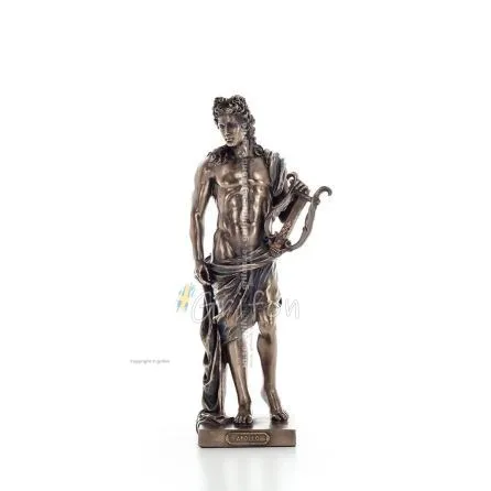 Apollo eller Apollon, gud för musik, ljus och beskyddare av konsterna, 25 cm helkroppsstaty med brons elektrolys av Veronese Ver