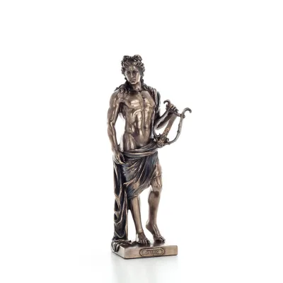Apollo or Apollon, the god of music, light, and protector of the arts, 25cm full-body statue with bronze electrolysis by Verones