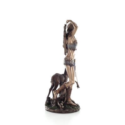 Artemis: The Goddess of the Hunt, the Moon, Patron of Little Children & Animals, Deer 25cm by Veronese Bronze Electrolysis Veron