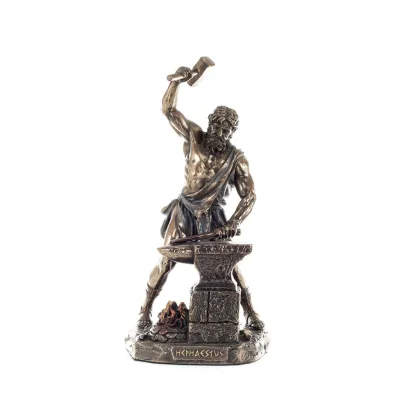 Hephaestus: God of Fire, Metallurgy, Heaven and Earth 22cm Veronese Bronze Electroplating Full Body Statue, Ancient Greece Veron